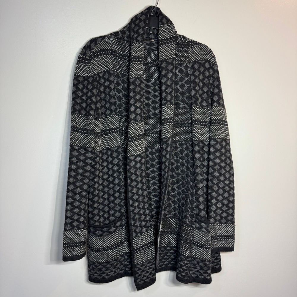 BCBGMAXAZRIA Shadia Textured Cardigan Sweater Coat‎ Small Black Gray
